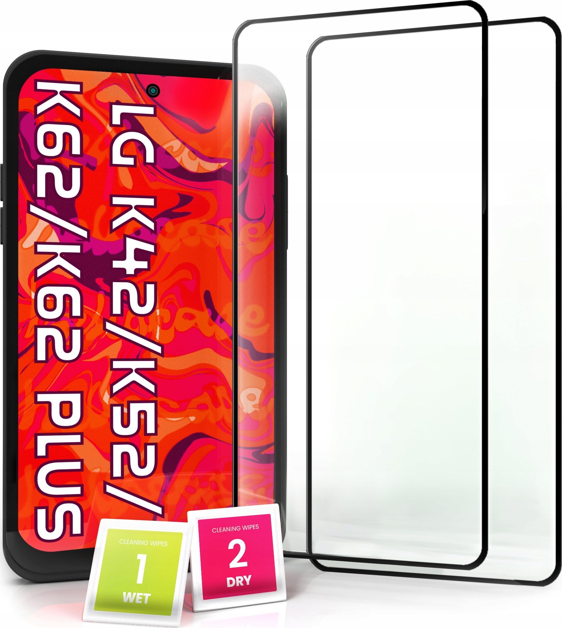 Hello Case 2-pak Szkło Hartowane do LG K42 / K52 / K62 / K62 PLUS Pełne Na cały ekran