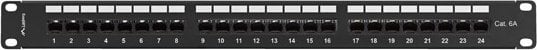 PATCH PANEL 24 PORT 1U 19" KAT.6A UTP Z ORGANIZEREM KABLOWYM CZARNY LANBERG