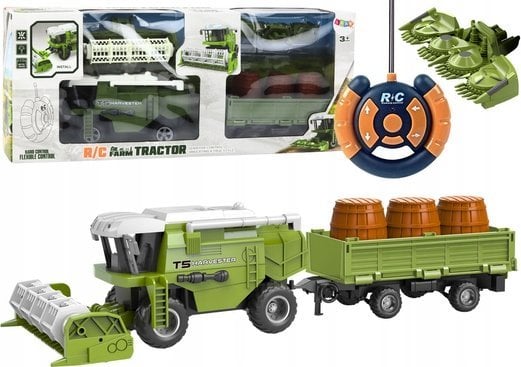 LeanToys Kombajn Maszyna Rolnicza Zbożowa RC Zdalnie Sterowana Przyczepa Zielona