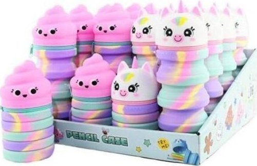 Silikonowy rozkładany piórnik Jednorożec MIX