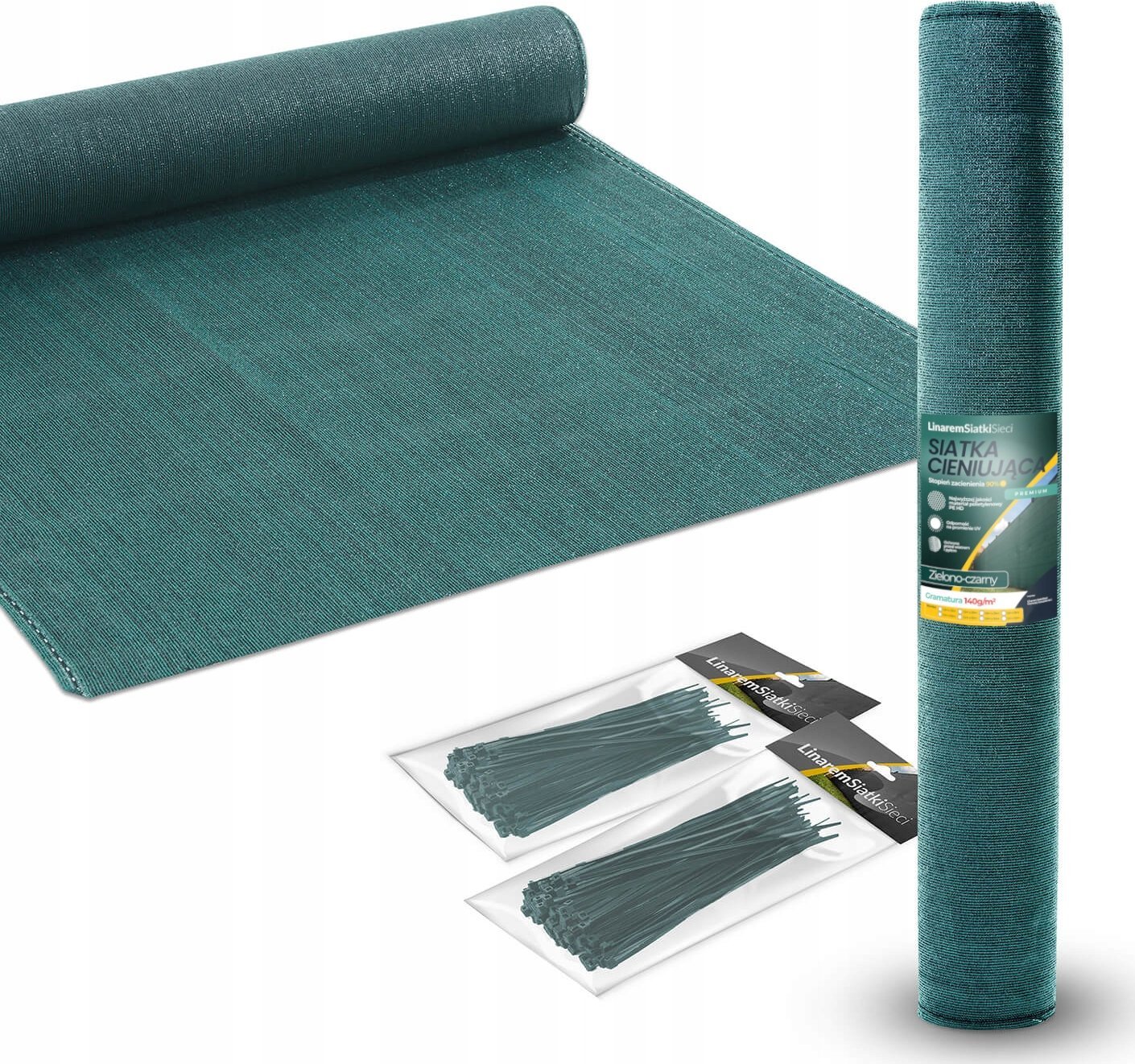 Linarem SiatkiSieci SIATKA CIENIUJĄCA 1,2x50 MASKUJĄCA 90% OSŁONA NA OGRODZENIE ZIELONO-CZARNA
