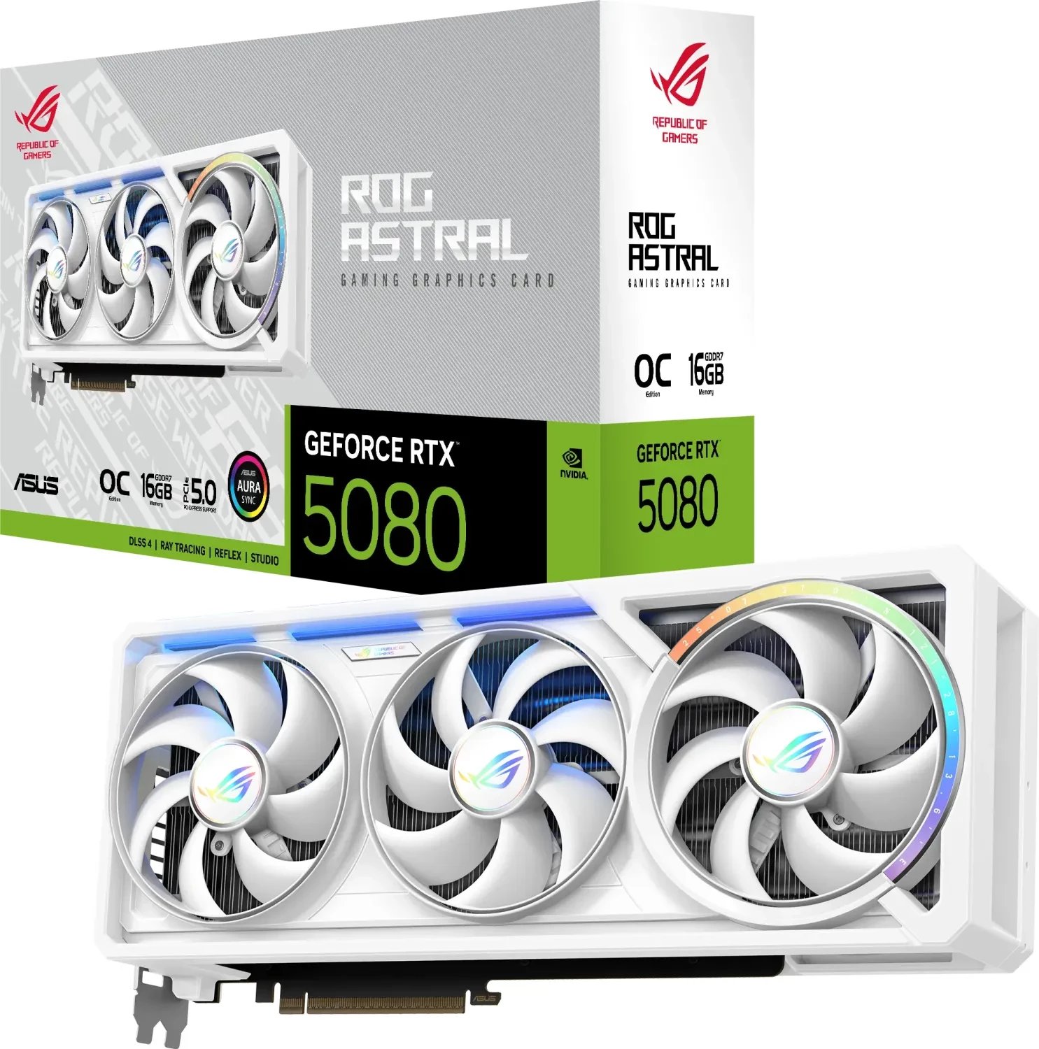 Karta graficzna Asus ROG Astral GeForce RTX 5080 White OC 16GB GDDR7 DLSS4 (ROG-ASTRAL-RTX5080-O16G-WHITE)