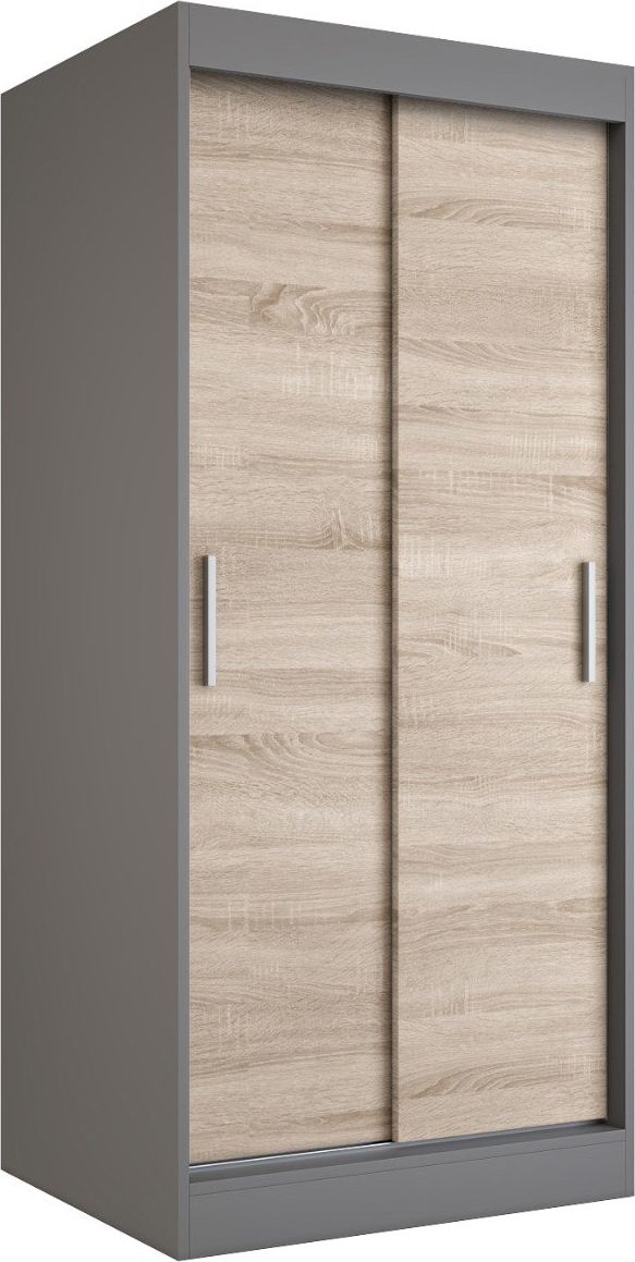 MKPOL Szafa przesuwna MODUO COMFORT 90 antracyt/dąb sonoma gładka