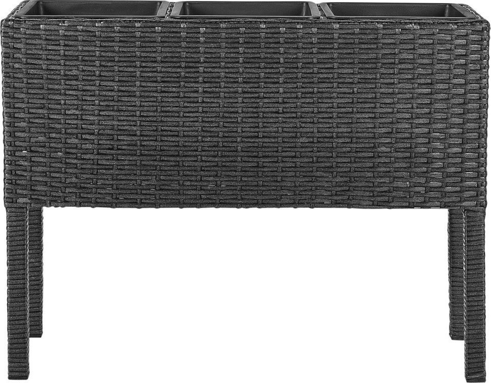 Beliani Donica kwietnik z technorattanu czarna CARAGANA