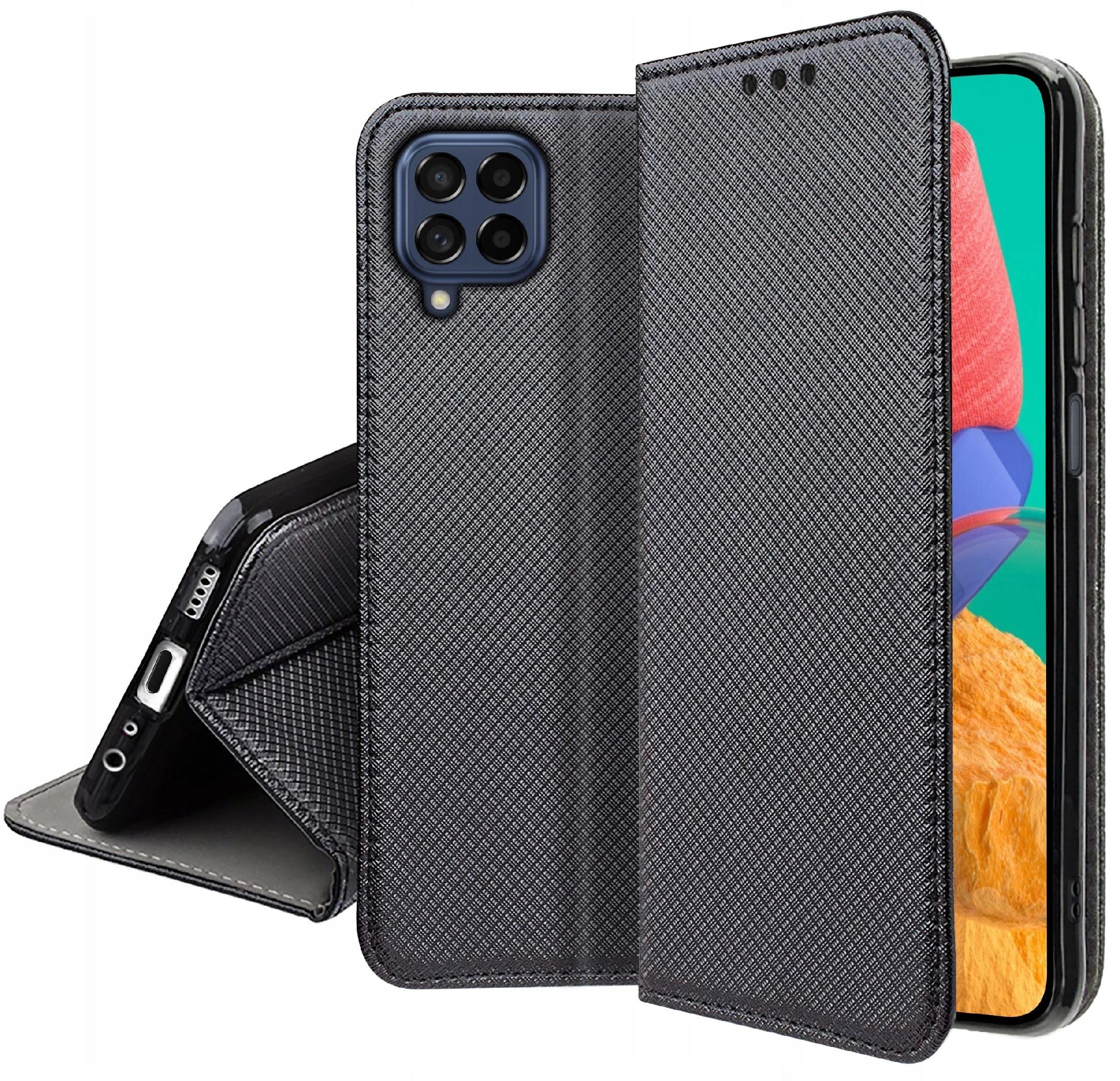 Etui z klapką do Samsung Galaxy M33 5G Zamykane Czarne Futerał + Szkło 9H