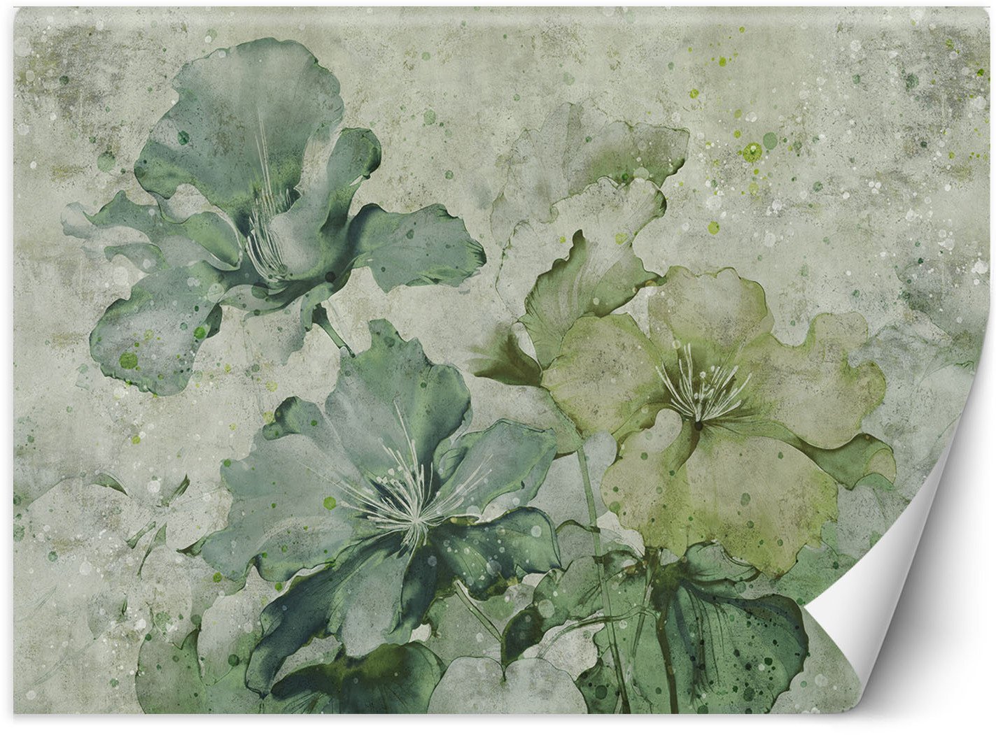 Feeby Fototapeta Zielone kwiaty akwarela 350x245 large