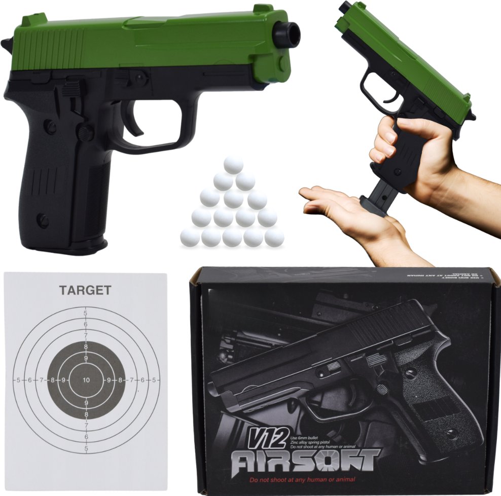 PISTOLET ASG NA KULKI PLASTIKOWE METALOWY GLOCK REPLIKA W PUDEŁU + KULKI