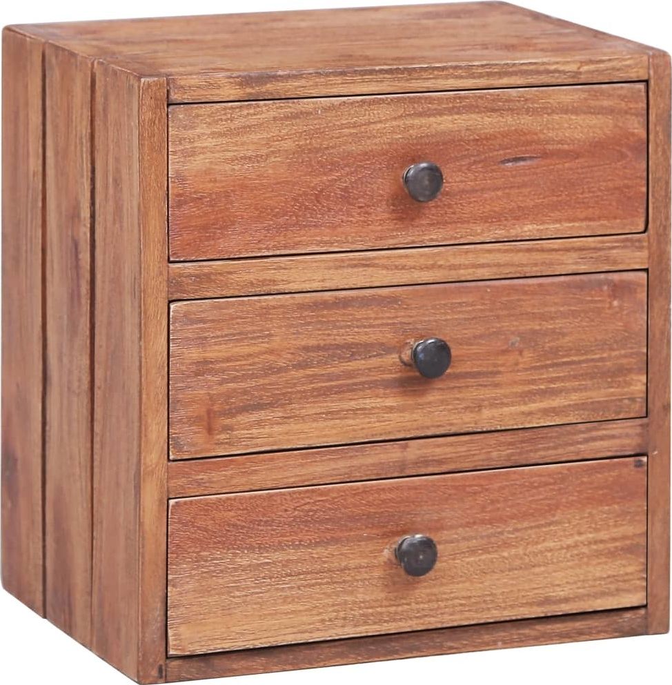 vidaXL Szafka nocna z 3 szufladami, 35x25x35 cm, lite drewno z odzysku