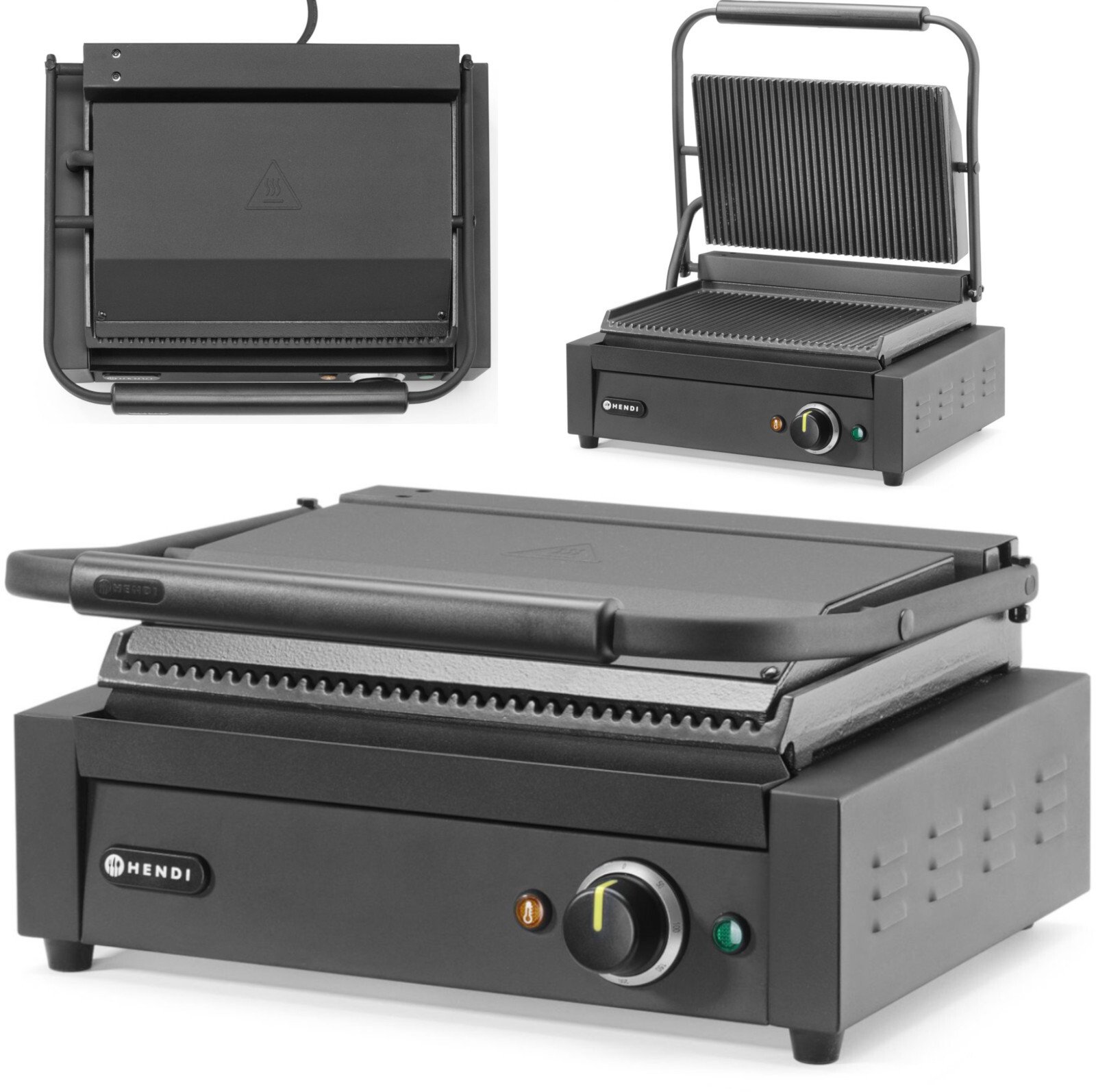 Hendi Grill elektryczny kontaktowy z ryflowaną płytą 340x235 mm 2200 W