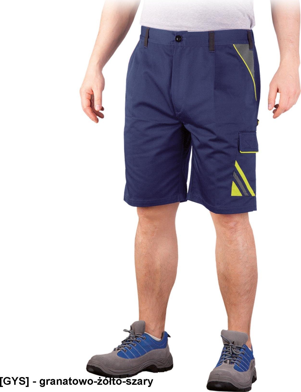 R.E.I.S. PRO-TS - Spodnie ochronne do pasa z krótkimi nogawkami - granatowo-żółto-szary M