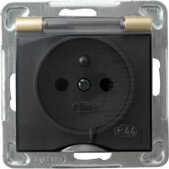 Ospel Gniazdo Impresja bryzgoszczelne z uziemieniem IP-44 złoty metalik wieczko dymne (GPH-1YZ/m/28/d)