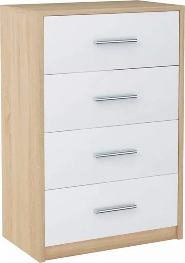 Elior Skandynawska komoda do sypialni dąb sonoma + biały - Migres 3X
