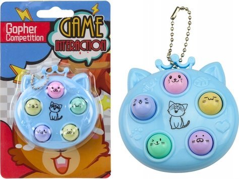 LeanToys Brelok Mini Gra Zręcznościowa Wac A Mole Kotki Niebieska