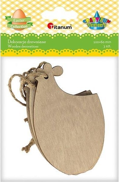Titanum Drewniana zawieszka kura 62x100mm 3szt.