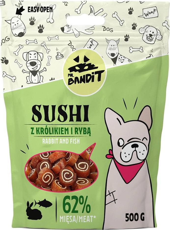 Mr Bandit Mr Bandit SUSHI Królik z rybą 500g - naturalny przysmak dla psa