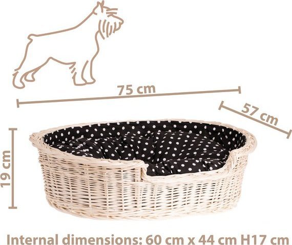 WickerPL POPPY WIKLINOWE OWALNE LEGOWISKO DLA ZWIERZĄT KOSZ DLA PSA 75X57 H19 / ROZMIAR WEWNĘTRZNY 60X44 H17 CM