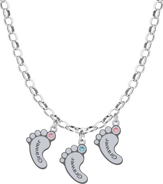 Radziszewska Jewellery Naszyjnik Stópki Imię Dziecka srebro GRAWER GRATIS