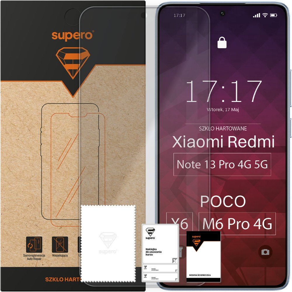 Szkło hartowane Supero do Xiaomi Redmi Note 13 Pro 4G/5G / POCO X6 / POCO M6 Pro 4G