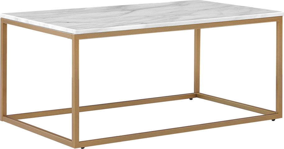 Beliani Stolik kawowy efekt marmuru biało-złoty DELANO