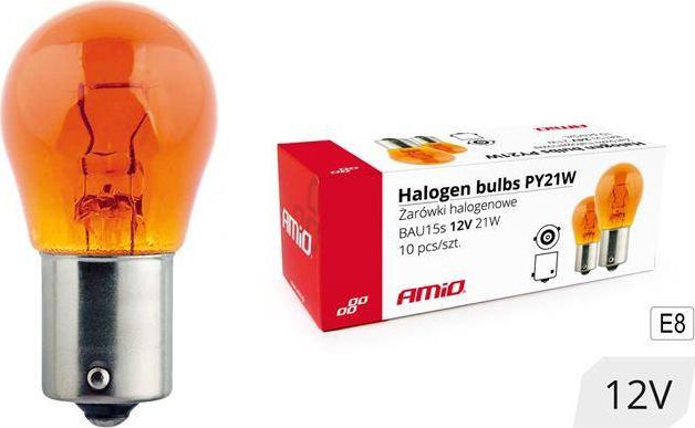 AMiO Żarówki halogenowe PY21W BAU15s 12V 21W AMBER 10szt. (E8)