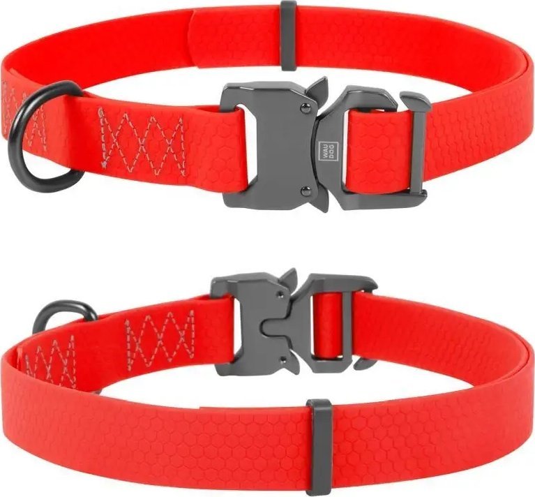 Collar WAU DOG OBROŻA WATERPROOF M 2,0/28-40cm PVC CZERWONA