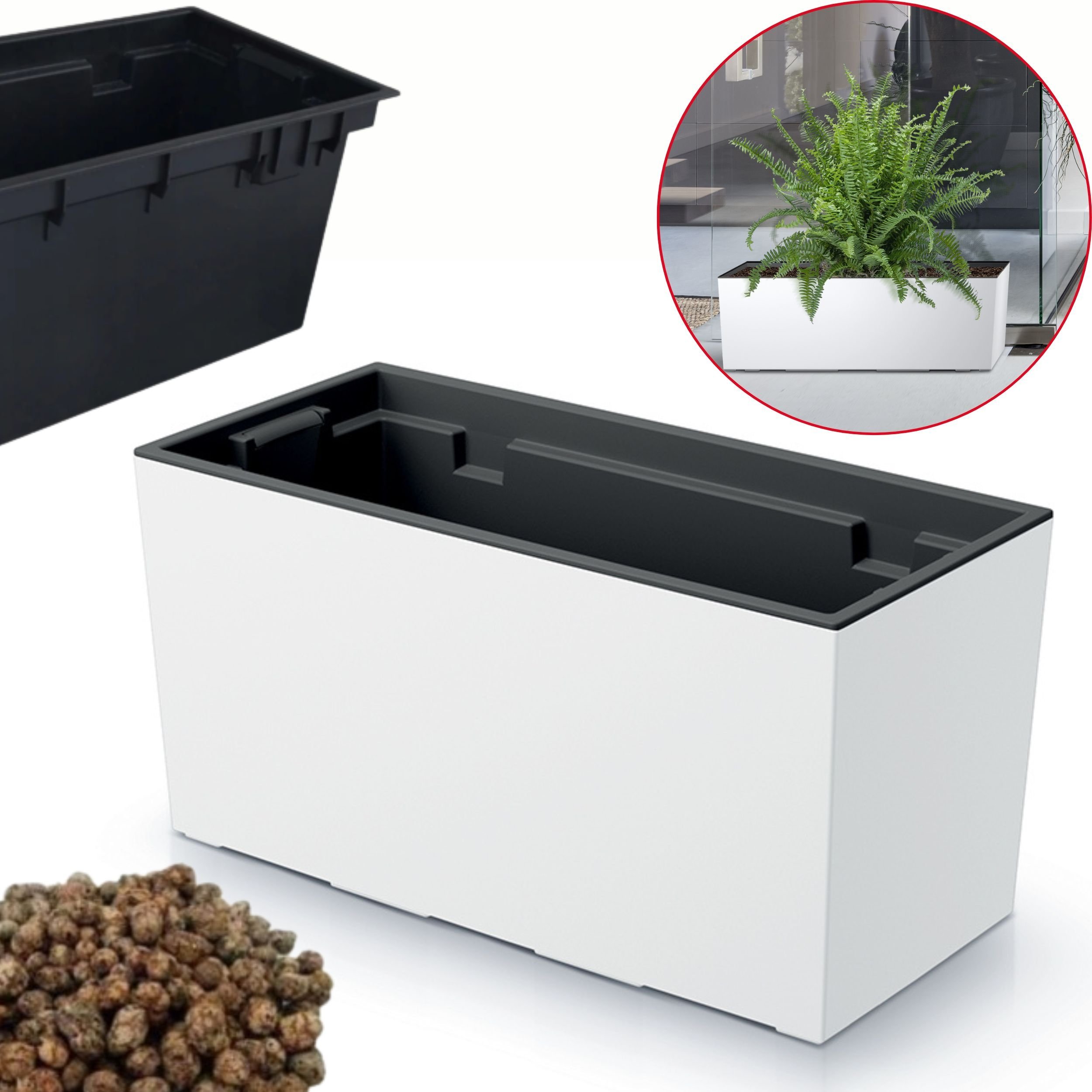 Prosperplast Doniczka podłużna Urbi DUC400 + keramzyt 1l Skrzynka + wkład