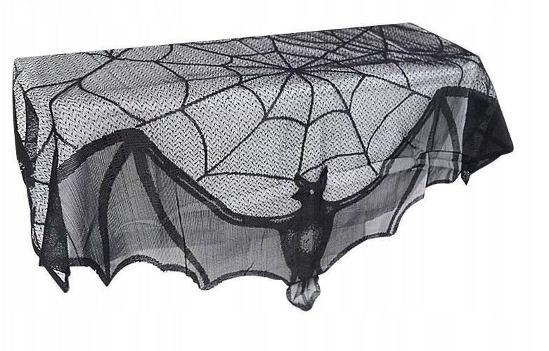 Czarna koronkowa zasłona z nietoperzem / dekoracje HALLOWEEN / NIETOPERZ