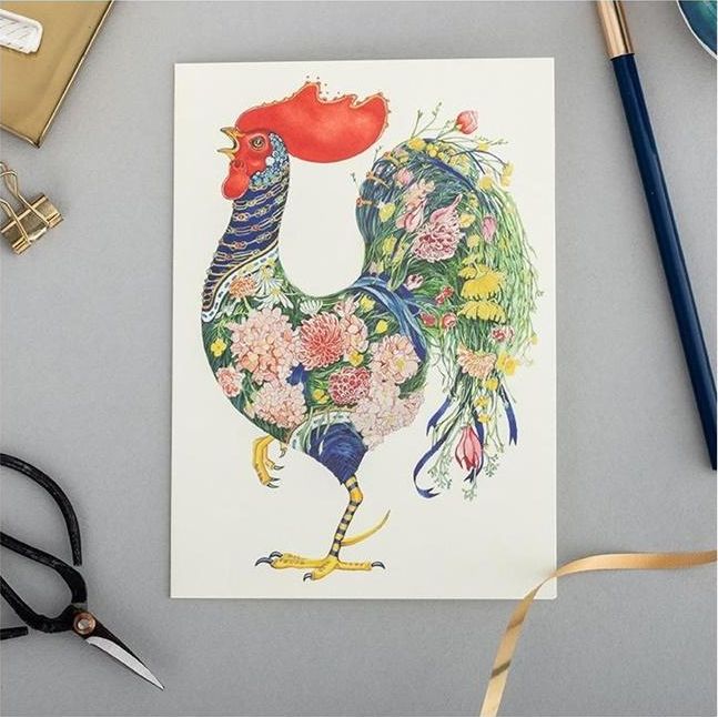 DM Collection Karnet A101 B6 + koperta Kogut z kwiatami