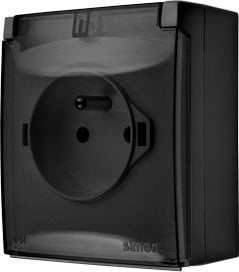 Kontakt-Simon Simon Aquaclick Gniazdo IP44, pojedyncze z uziem. szybkozłącza klapka transparentna z przesł. torów prądowych czarny ACGZ1CZ/49A