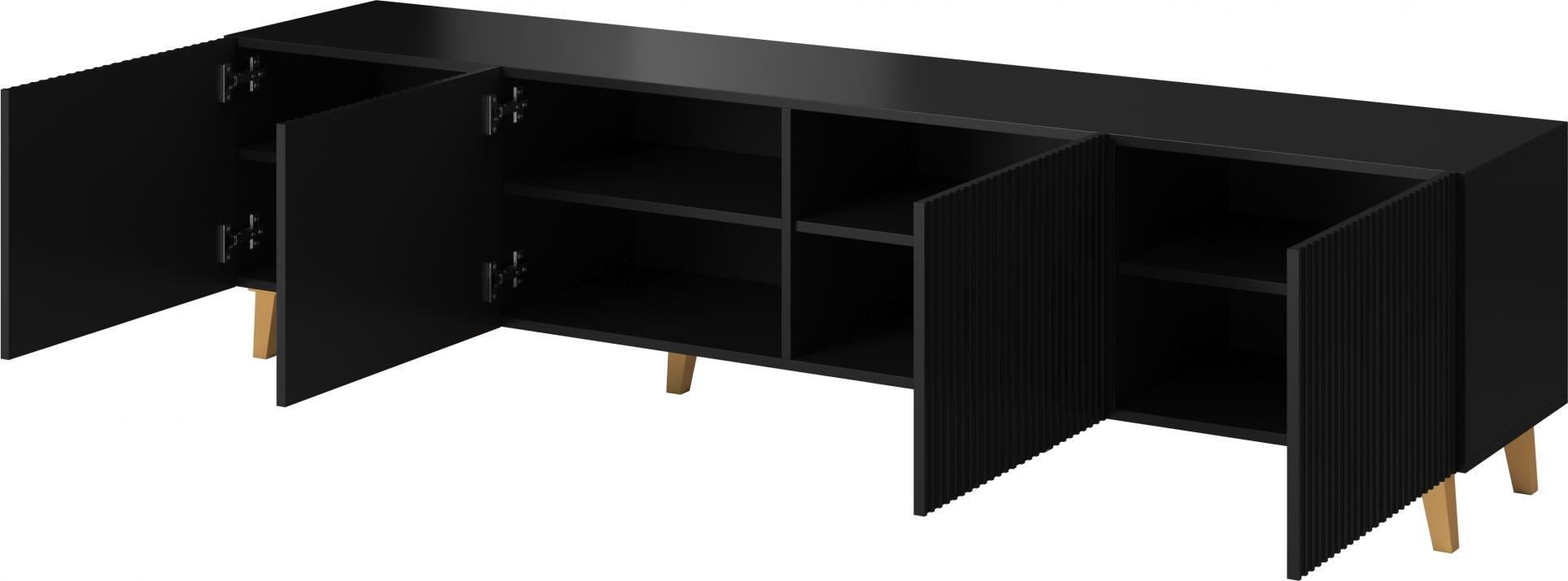 Cama Meble Szafka RTV PAFOS 200x40x52 czarny mat