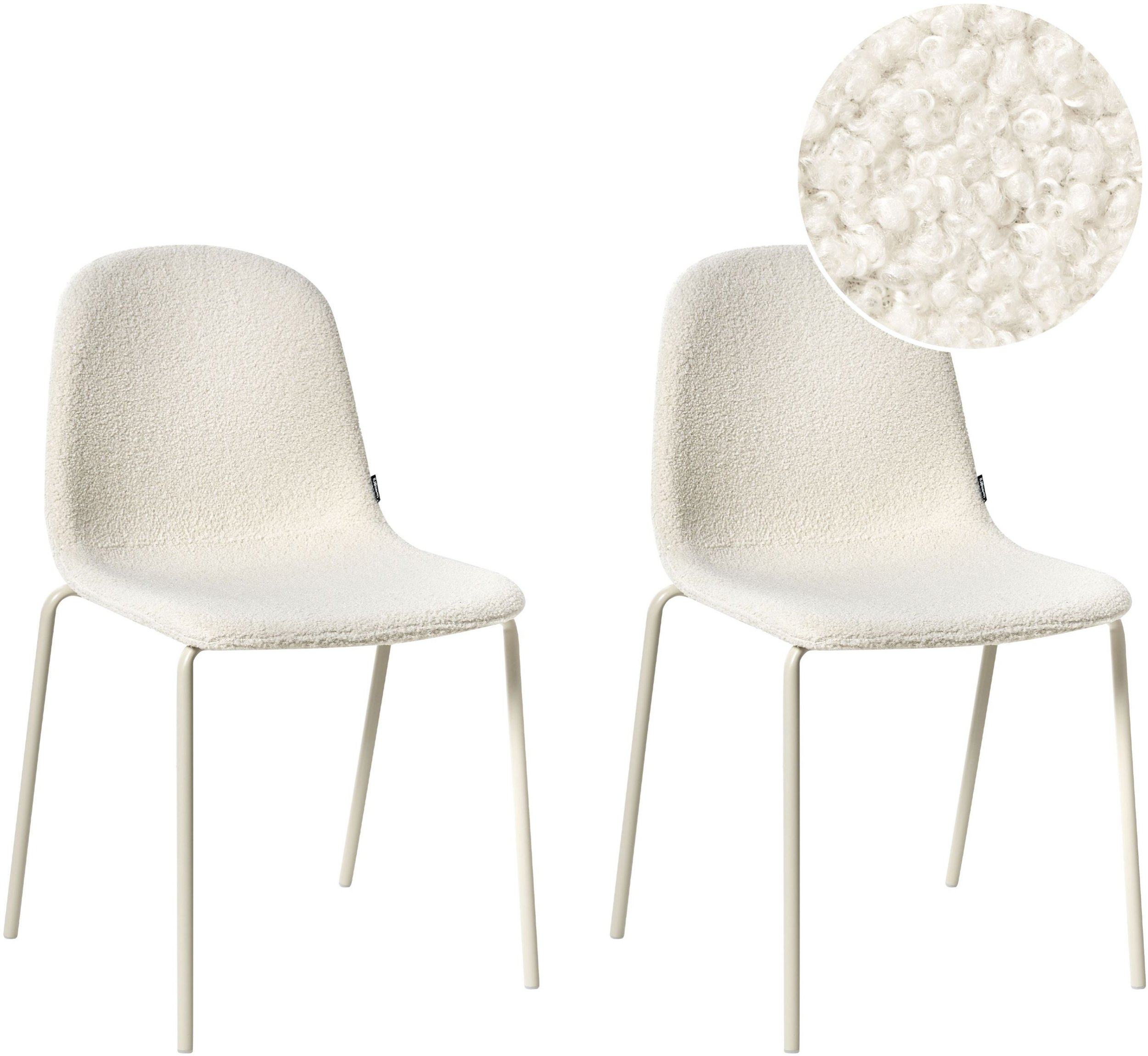 Zestaw 2 krzeseł konferencyjnych LOMA Boucle Złamana biel