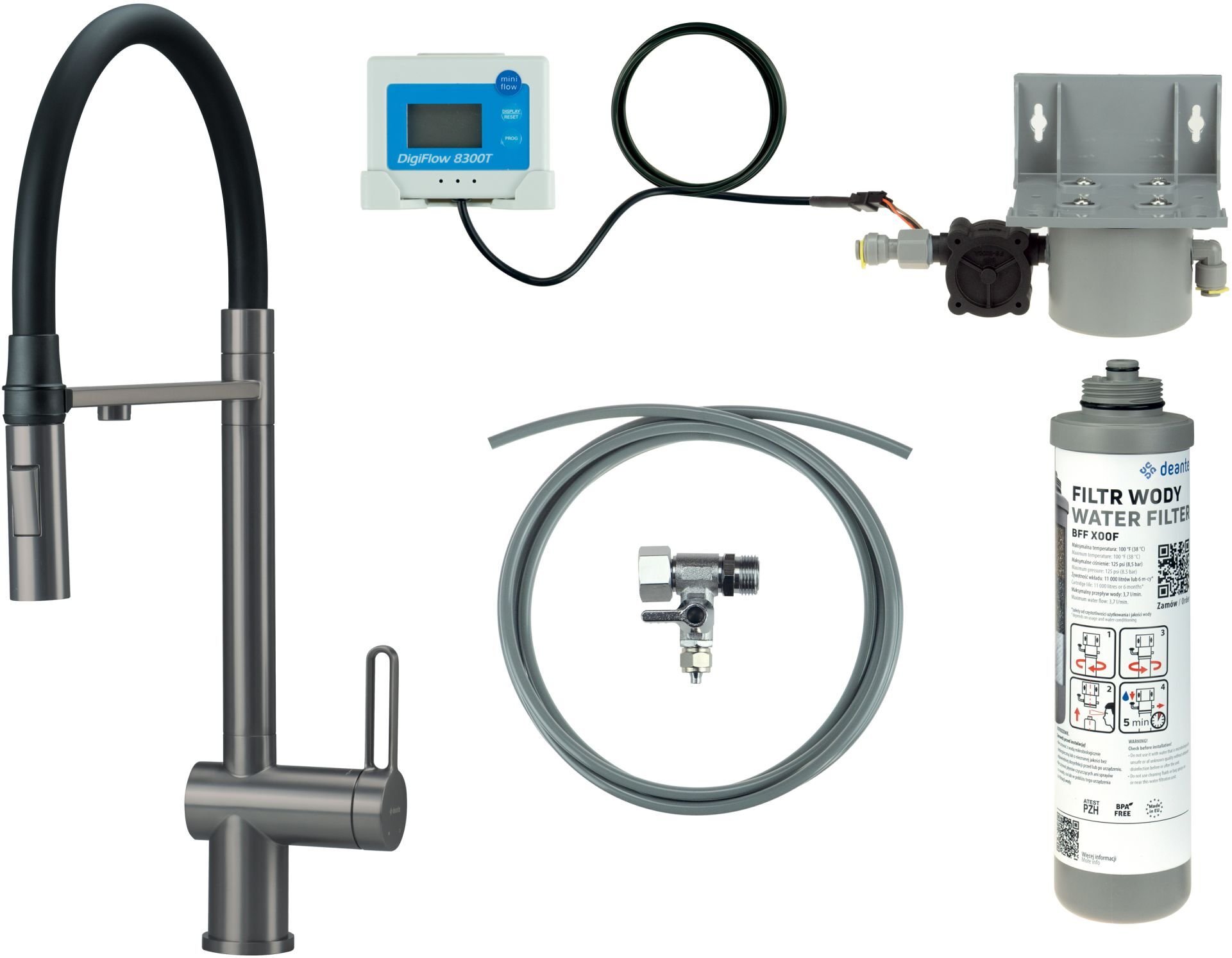 Bateria kuchenna Deante Bateria kuchenna z zestawem do filtracji wody z elastyczną wylewką
