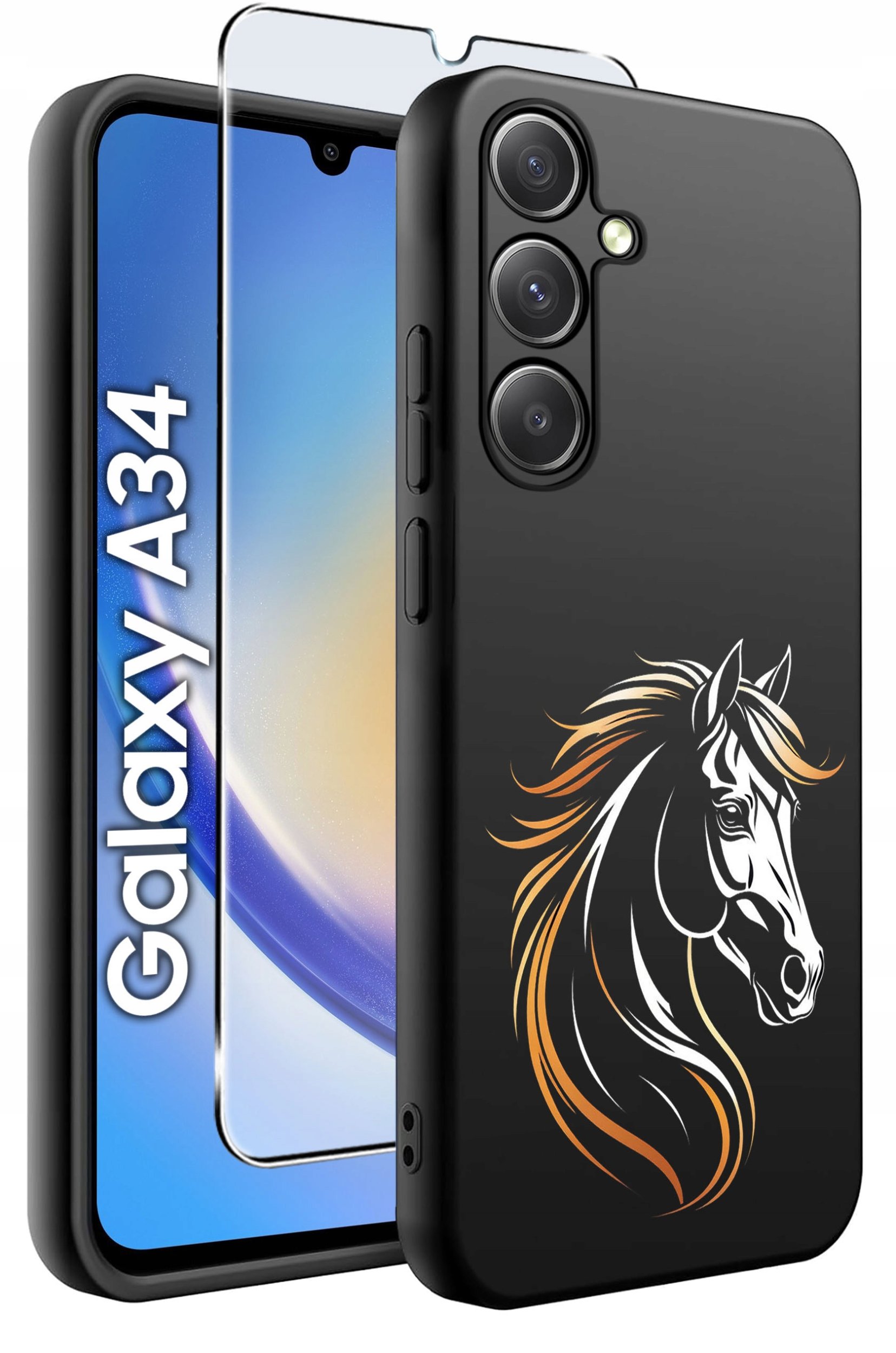 ETUI do Samsung A34 5G WZORY | SILIKONOWE MATT CASE + SZKŁO 9H