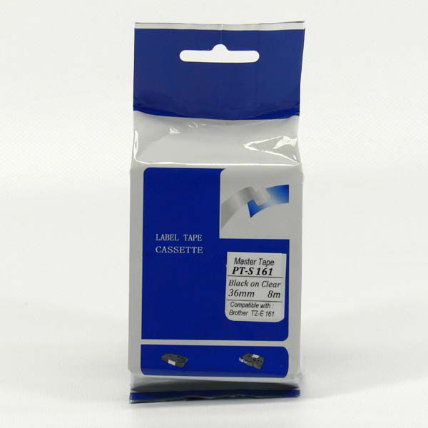 Taśma PT-S161 do Brother, czarny druk/przezroczysty podkład, nielaminowany, 36mm, 8m