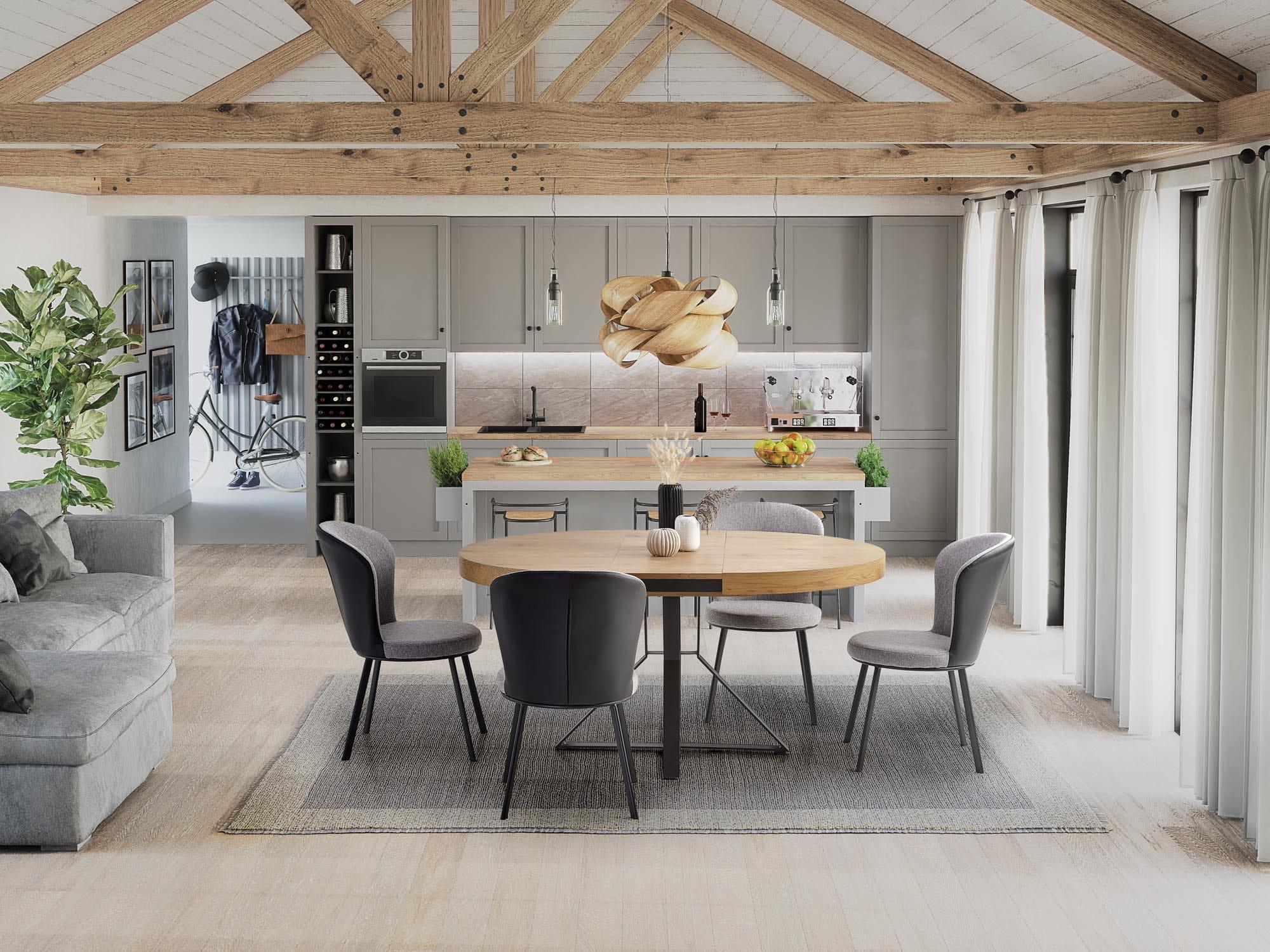 Halmar WNĘTRZARSKIE MERCY stół rozkładany, blat - dąb złoty, nogi - czarny (2p=1szt)