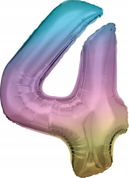 AMSCAN Balon foliowy duża cyfra 4 Tęcza Pastel 65x86cm N34 spakowany 9909702