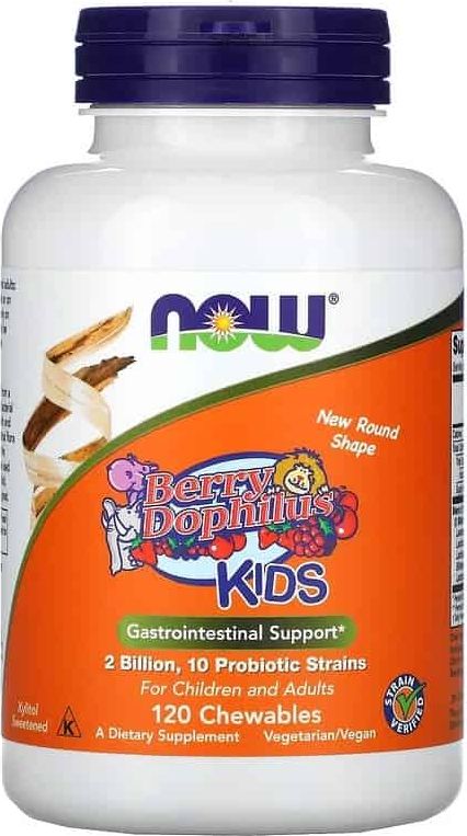 NOW Foods NOW FOODS BerryDophilus Kids (Probiotyk dla Dzieci) 120 Tabletek do żucia