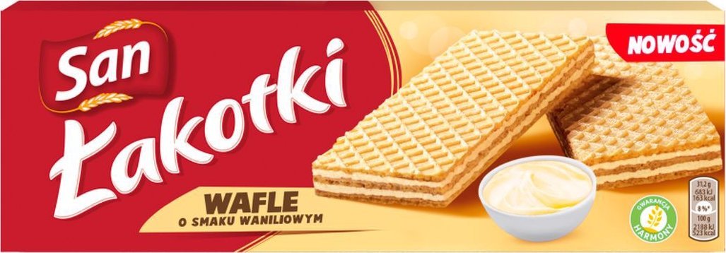 San Łakotki Wafle o smaku waniliowym 146 g