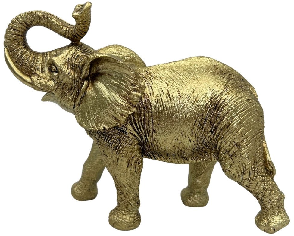 Złoty Słoń z Uniesioną Trąbą Słonik Figurka dekoracyjna - 141FJZ
