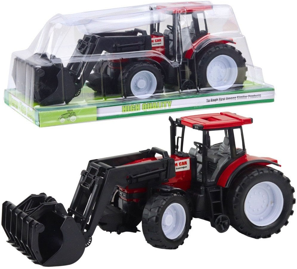 Traktor Pojazd Rolniczy Farmerski Z Chwytakiem Czerwony