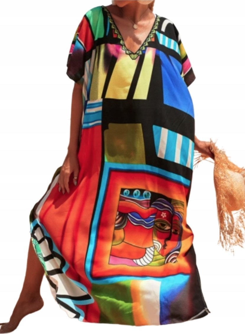 Pareo długie, kolorowe V-neck