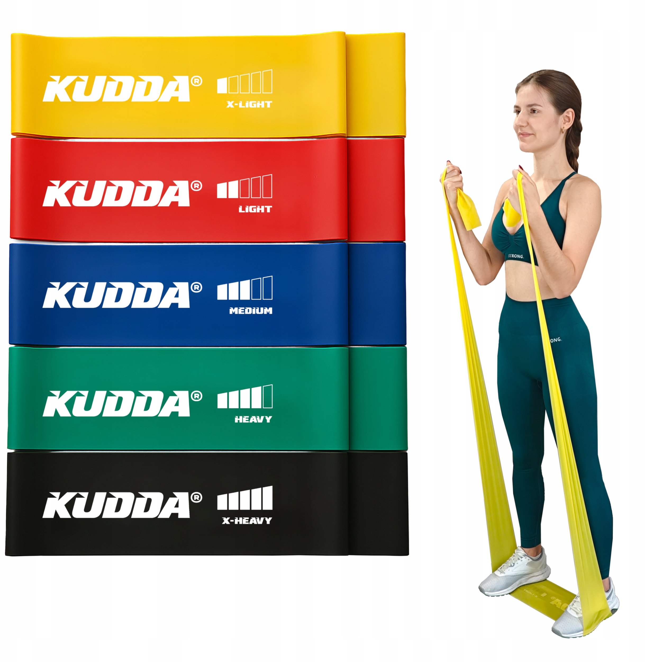 ZESTAW 5 GUM TAŚM FLAT BAND DO ĆWICZEŃ REHABILITACJI TRENINGU FITNESS 2M