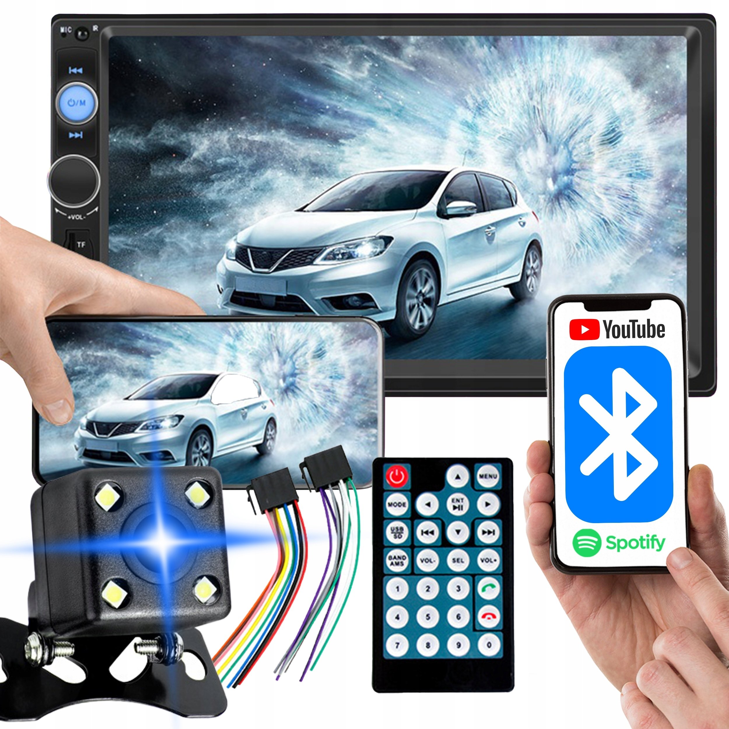 Radio samochodowe Renew Force RADIO SAMOCHODOWE BLUETOOTH 2 DIN 7" kamera do cofania DOTYKOWY EKRAN PILOT