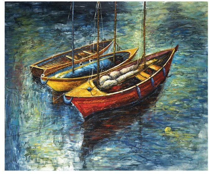 Obraz na płotnie 100x120cm Trzy łódki