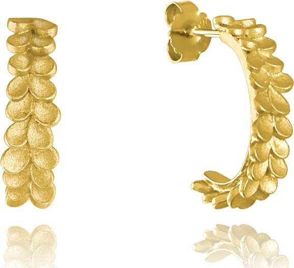 Minet MINET Matowe pozłacane srebrne kolczyki EUCALYPTUS