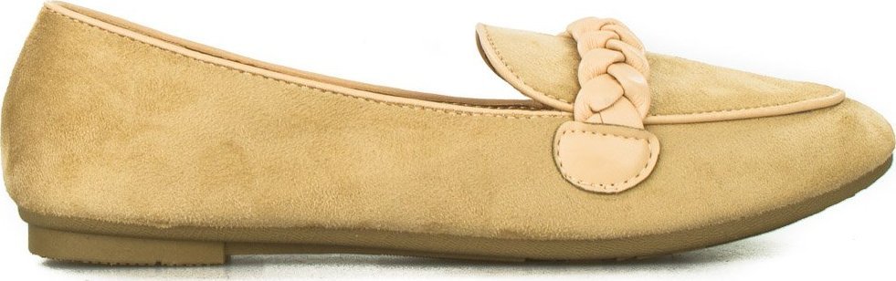 W. Potocki Mokasyny z plecioną ozdobą zamszowe beżowe Potocki-40