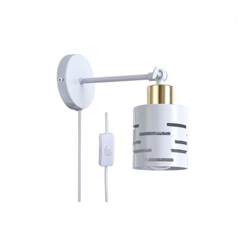 Kinkiet E27 LED Elen ruchomy x1 biały+złoty wtyczk