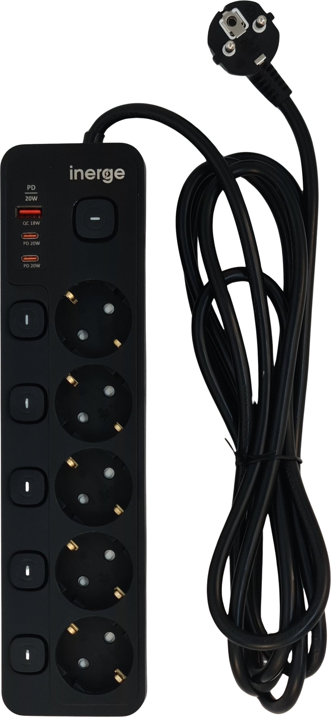 Przedłużacz INERGE 5-gniazdowy 3m ECE-0522PD-03-B