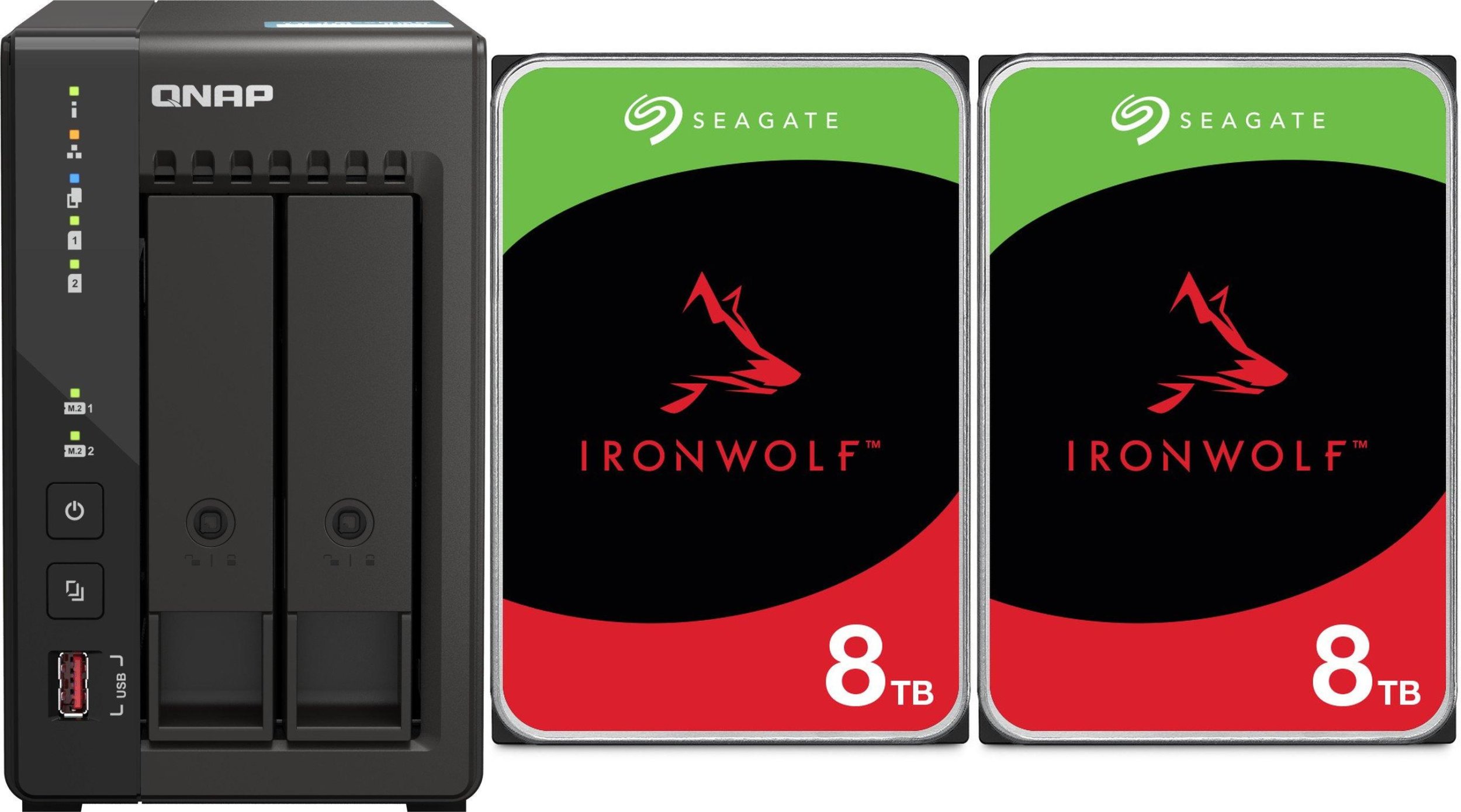 Serwer plików Qnap TS-253E-8G + 2x Seagate IronWolf 8TB (ST8000VN004)