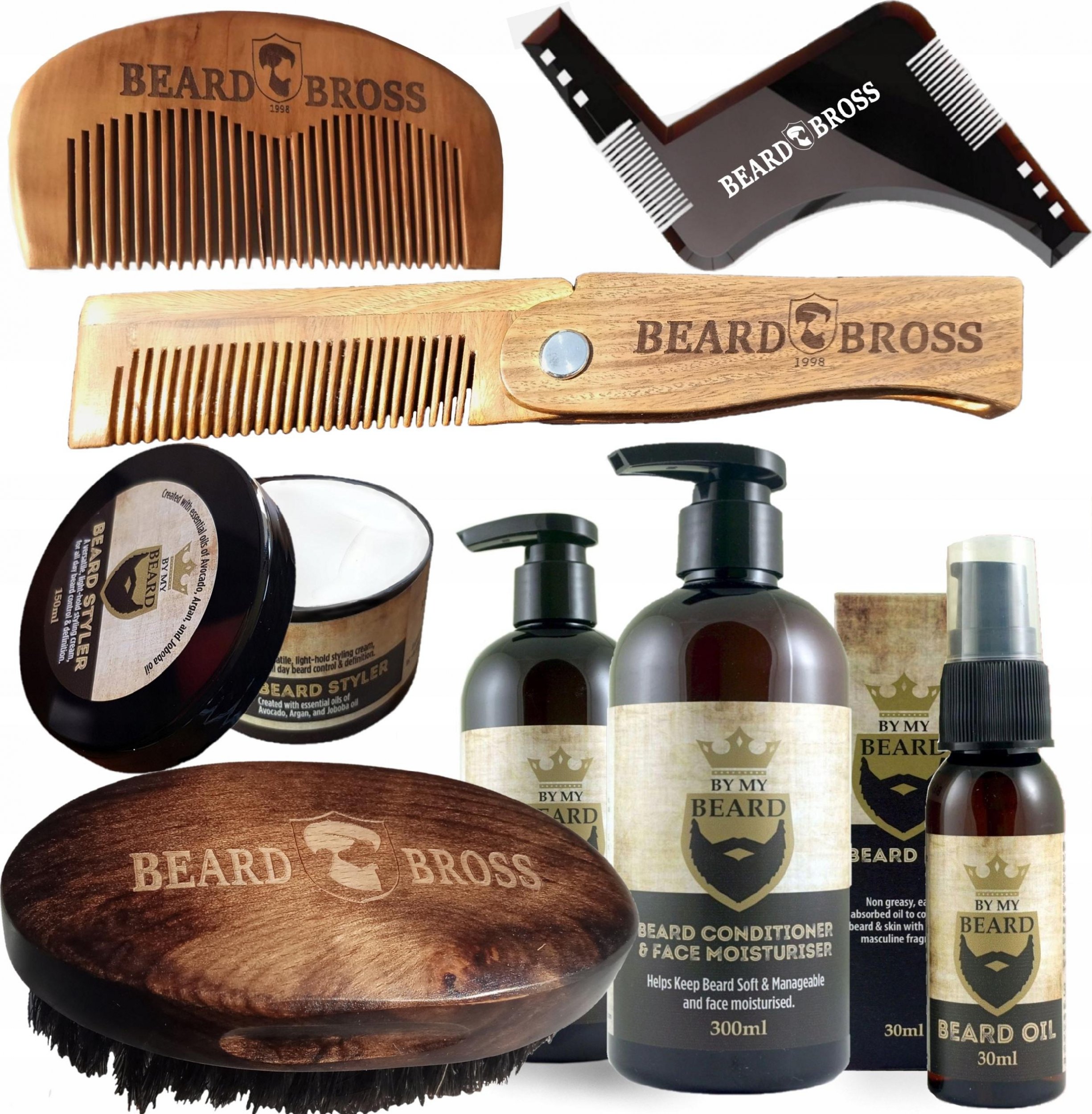Beard Bross Zestaw By My Beard Szczotka Grzebień wzornik brody